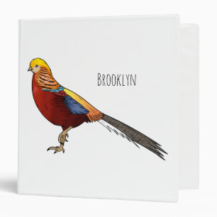 Golden pheasant bird cartoon illustration binder