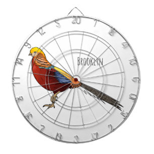 Golden pheasant bird cartoon illustration  dartboard