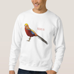 Golden pheasant bird cartoon illustration sweatshirt