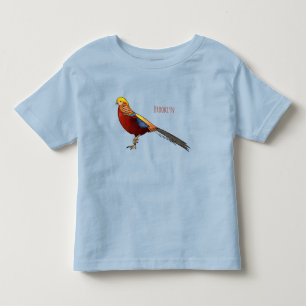 Golden pheasant bird cartoon illustration   toddler t-shirt