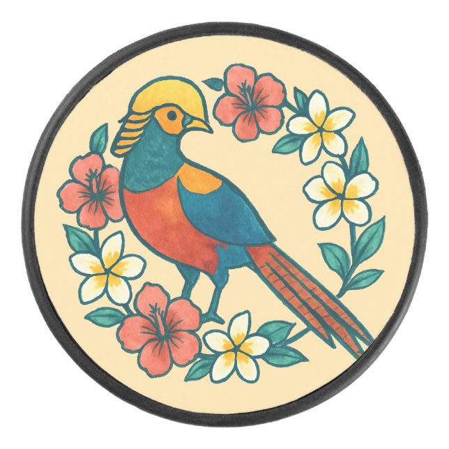 golden pheasant hockey puck (Front)