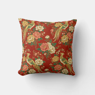 Golden Pheasant Peony Garden Pillow