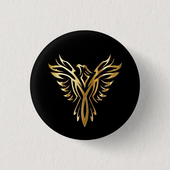 Golden Phoenix 1 Inch Round Button (Front)