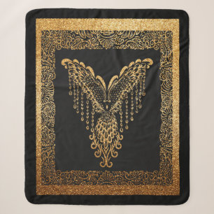Golden Phoenix Elegance Sherpa Blanket