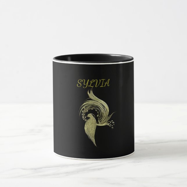 Golden Phoenix Rising Black Mug (Centre)