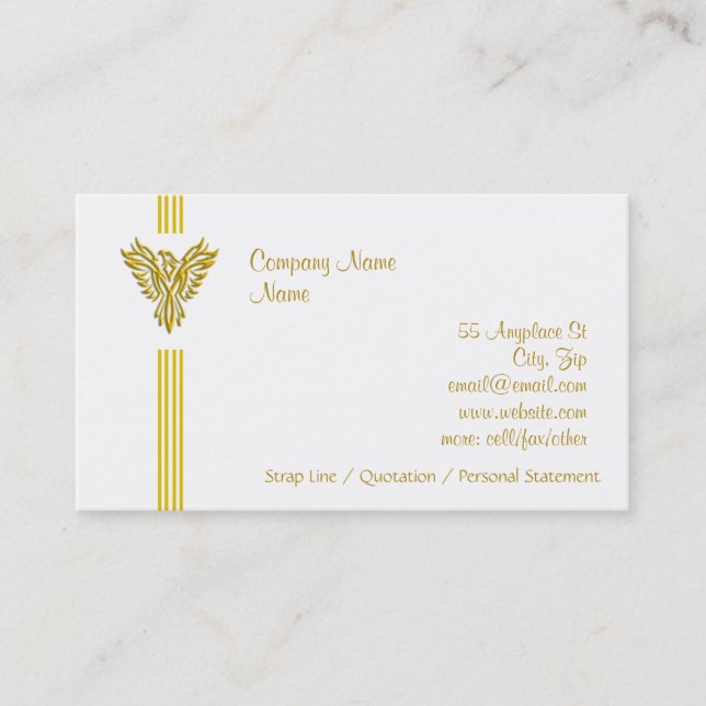 Golden Phoenix Rising - clean, everyday design Business Card (Front)