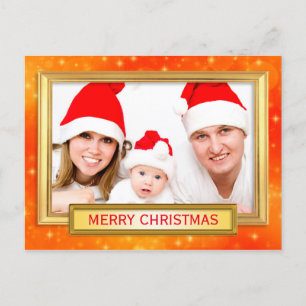 Golden Photo Frame II + your photo & text Holiday Postcard