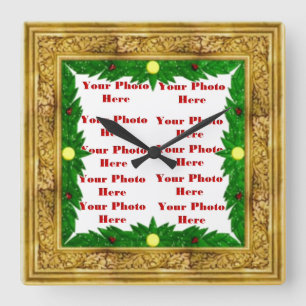 Golden Photo Frame Wall Clock