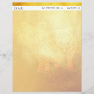 Golden Pig Chinese New Year personalized LetterH Letterhead