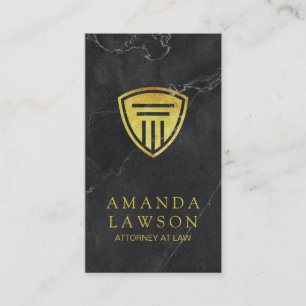 Golden Pillar Shield Black Marble Attorney Appointment Card