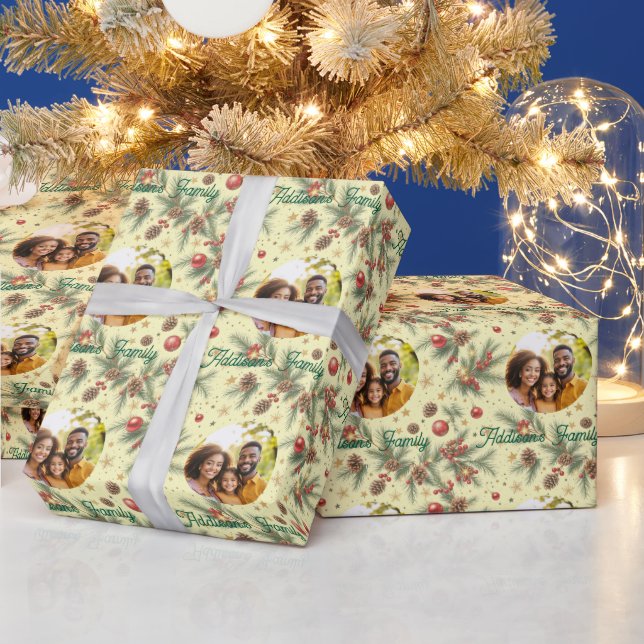 Golden Pine Frame Wrapping Paper (Holidays)