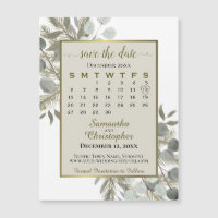 Golden Pine Save the Date Calendar Taupe Magnet