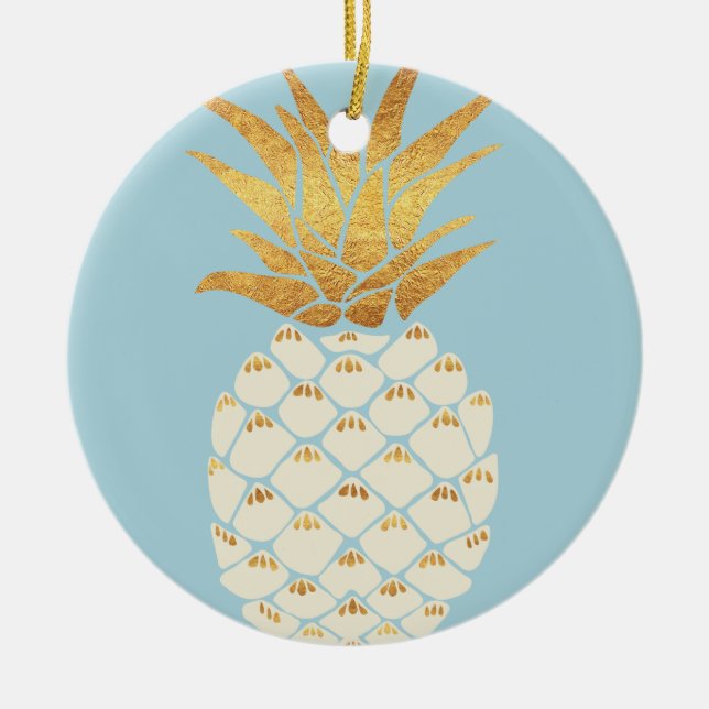 Golden Pineapple Ceramic Ornament (Front)