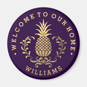 Golden Pineapple   Elegant Welcome Magnet