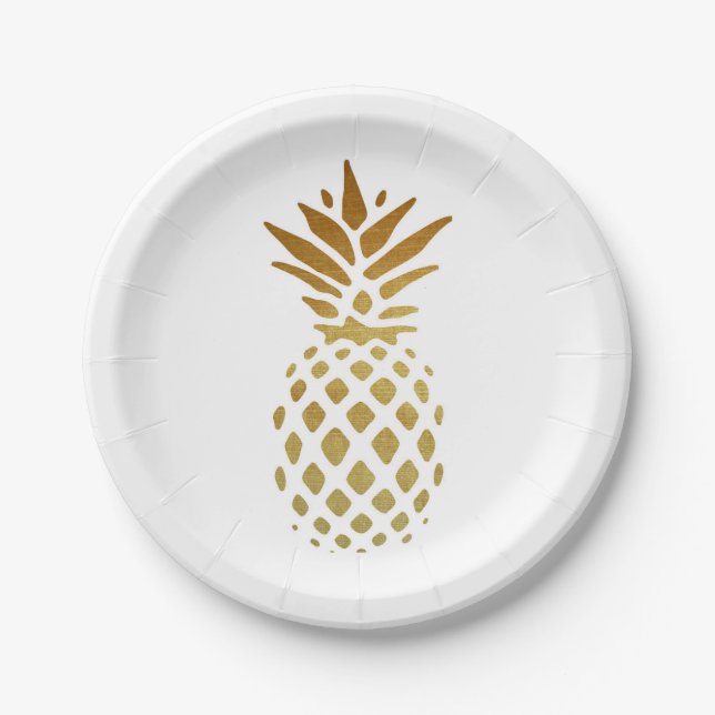 Golden Pineapple, Fruit in Gold Paper Plate (Front)