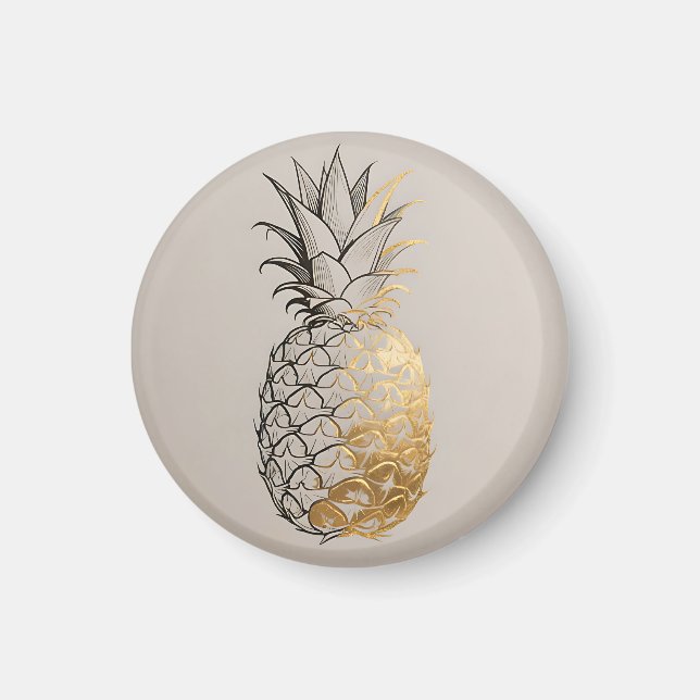 Golden Pineapple Line Art Magnet (Front)