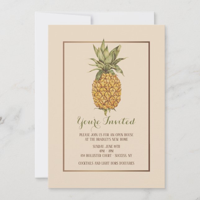 Golden Pineapple Open House Invitation (Front)
