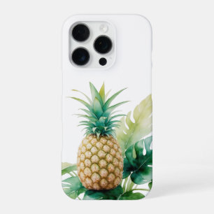 Golden Pineapple with Monstera Watercolor Tropical iPhone 16 Pro Case