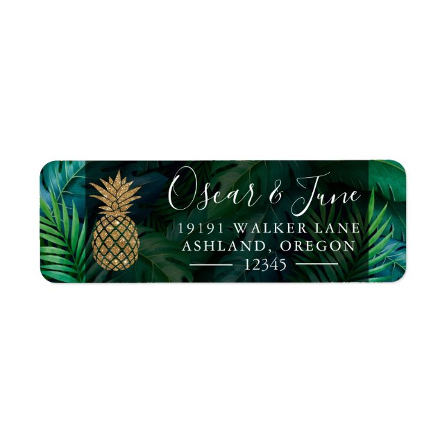 Golden Pineappy Summer Tropical Feuilles Adresse (Devant)