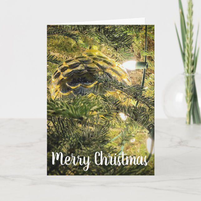 Golden Pinecone Holiday Card (Front)