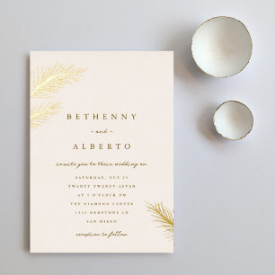 Golden Pines Foil Invitation