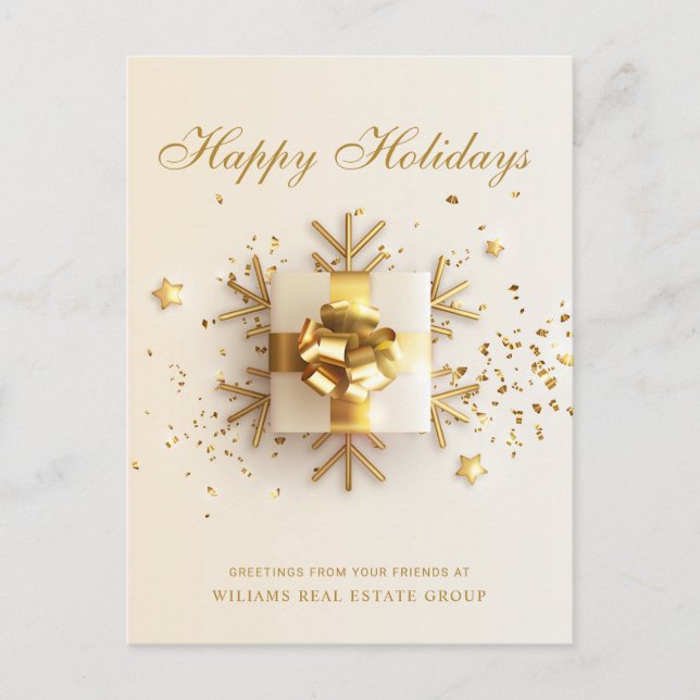 Golden Pink Christmas Ornament Corporate Greeting  Postcard (Front)
