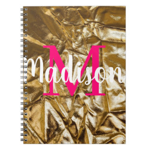 Golden Pink Custom Monogram Personalized Notebook
