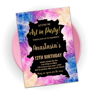 Golden Pink Paint Invitations Anniversaire