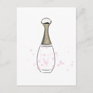 Golden pink perfume bottle postcard