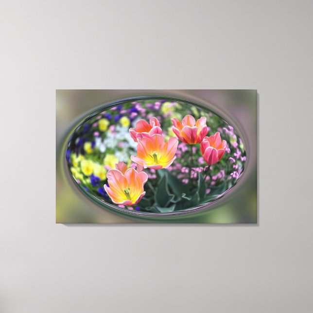 Golden pink tulips canvas print (Front)