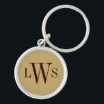 Golden Pinstripe Monogram Gift Keychain<br><div class="desc">Subtle golden yellow pinstripes make a classic monogram a little more special on this premium keychain. This is the perfect gift for your groomsmen or ushers. Makes a great favour or stocking stuffer too. Add or reduce space between the first and last initials to leave enough space for the large...</div>