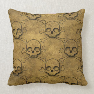 Golden Pirates Skull Pattern Throw Pillow