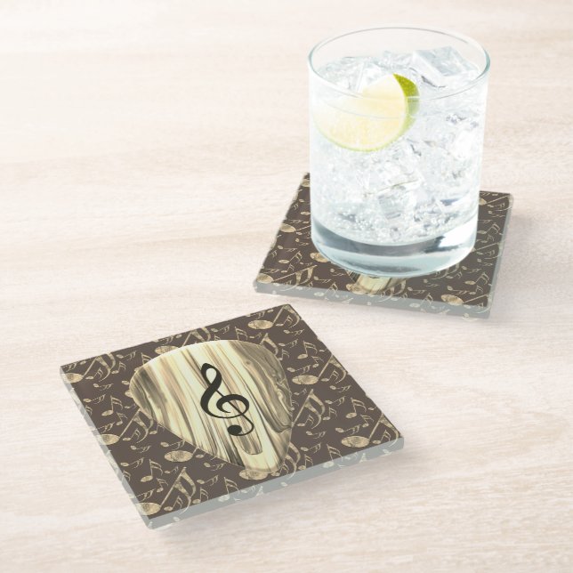 Golden Plectron – Stylish design for music lovers! Glass Coaster (Angled)