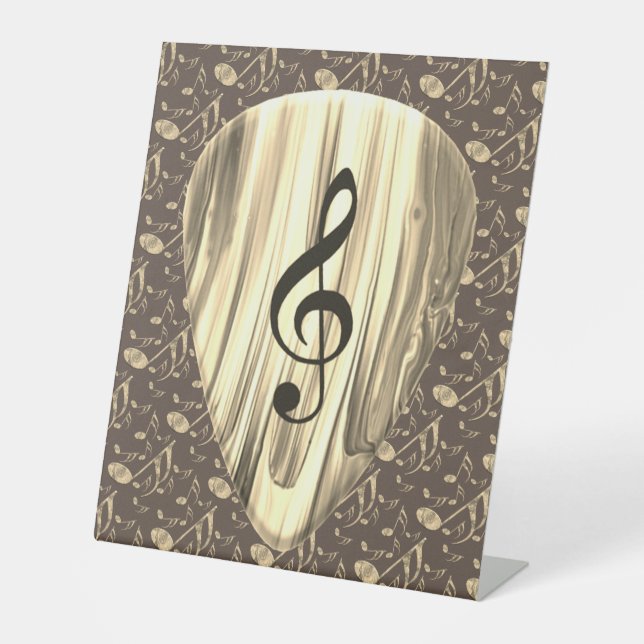 Golden Plectron – Stylish design for music lovers! Pedestal Sign (Front)