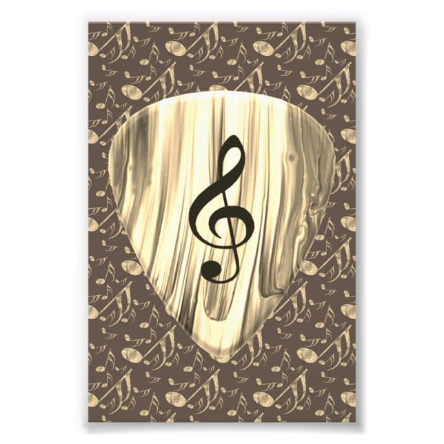 Golden Plectron – Stylish design for music lovers! Photo Print (Front)