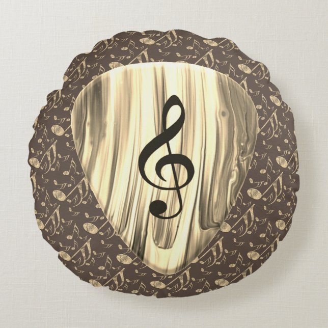 Golden Plectron – Stylish design for music lovers! Round Pillow (Front)