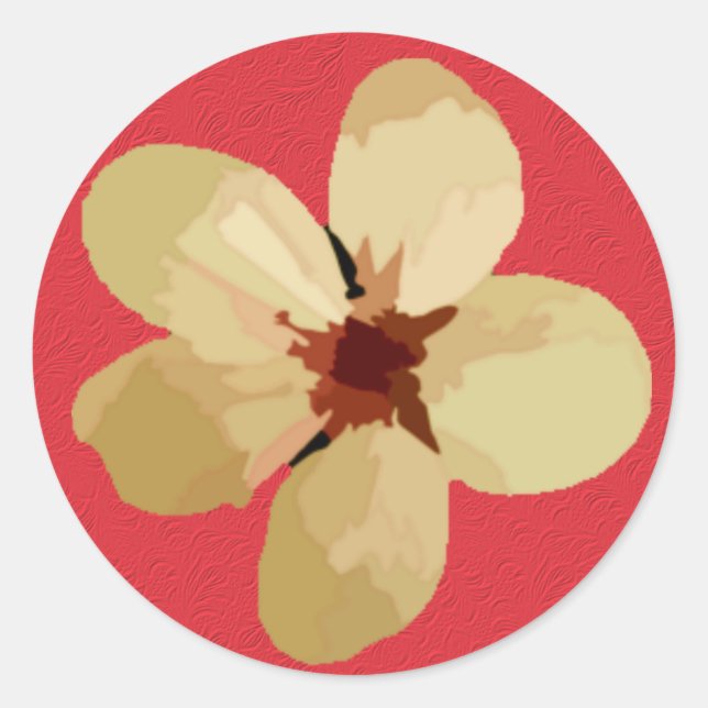 Golden Plum Blossoms Classic Round Sticker (Front)