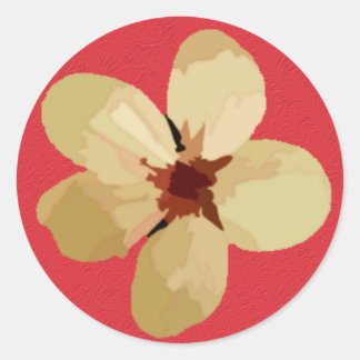 Golden Plum Blossoms Classic Round Sticker
