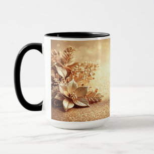 Golden Poinsettia Holiday Mug