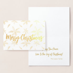Golden Poinsettia Merry Christmas Personalized Foi Foil Card