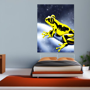 Golden poison frog in the snow   AI Art  Poster