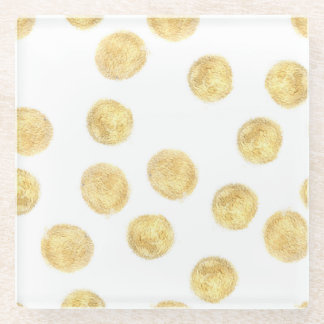 Golden Polka Dot Hand Drawn Glass Coaster