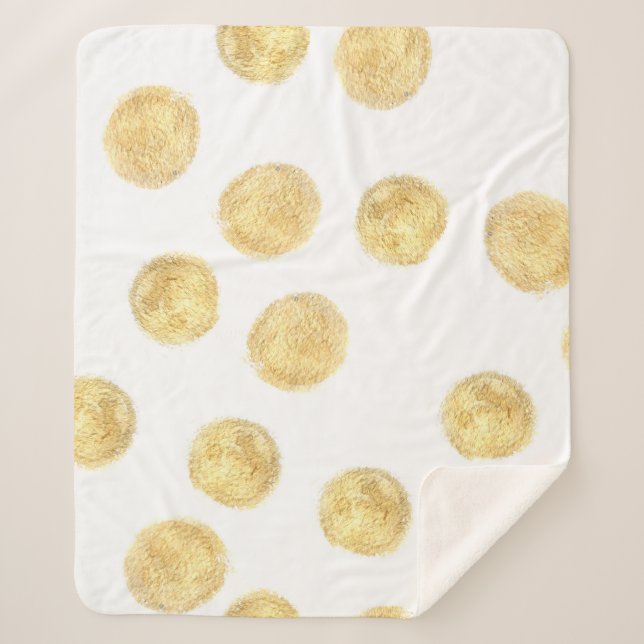 Golden Polka Dot Hand Drawn Sherpa Blanket (Front)