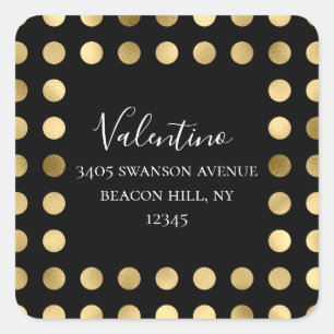 Golden Polka Dot Return Address Round Sticker