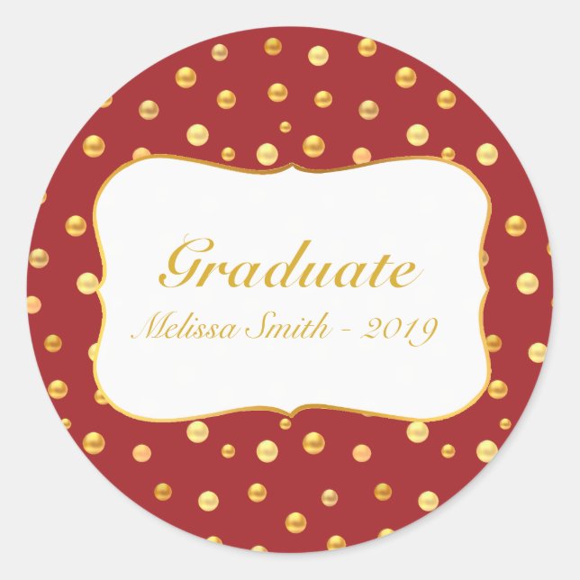 Golden Polka Dots Graduate Sticker (Front)