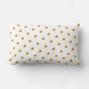 Golden Polka Dots on White Lumbar Pillow