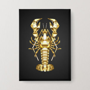 Golden polygonal lobster crawfish on black
