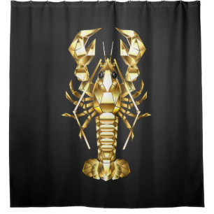 Golden polygonal lobster crawfish on black