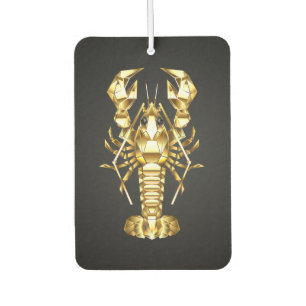 Golden polygonal lobster crawfish on black air freshener