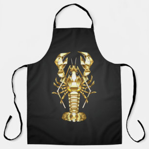 Golden polygonal lobster crawfish on black apron